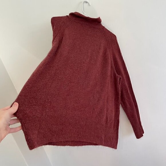 AVA & VIV Plus Size Raspberry Red Burgundy Marled Mock Neck Turtleneck ? Sweater - Picture 10 of 10